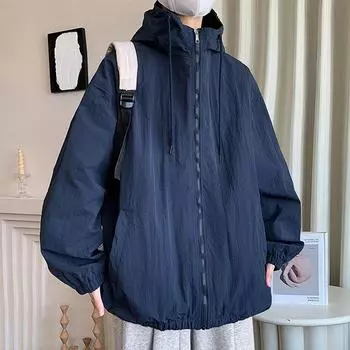 Мужское пальто Весна Новая корейская версия Куртка с капюшоном Мужской модный тренчкот Одежда M зелёный