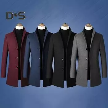 Мужское пальто в стиле ретро, функциональная зимняя куртка с длинными рукавами и пуговицами на груди, с большими карманами для офиса на открытом воздухе L чёрный