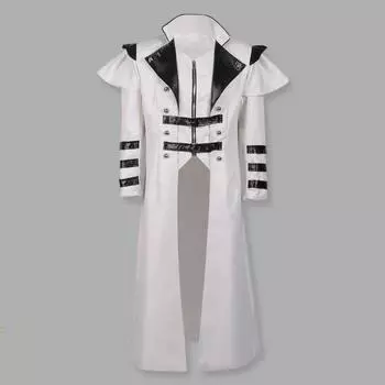 Мужское пальто в стиле ретро, средневековая королевская готика, стимпанк, косплей, одинаковые по цвету лацканы с длинным рукавом, сценическое XL серый