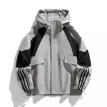 Мужское пальто, весенняя новинка, с капюшоном, модная брендовая рабочая куртка, подходящая по цвету, повседневная свободная куртка, верхняя одежда L