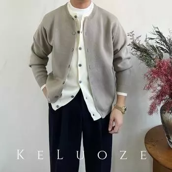 Мужское пальто весна-осень модный брендовый свитер Ruoshuai новый модный высококачественный повседневный свитер с круглым вырезом M хаки