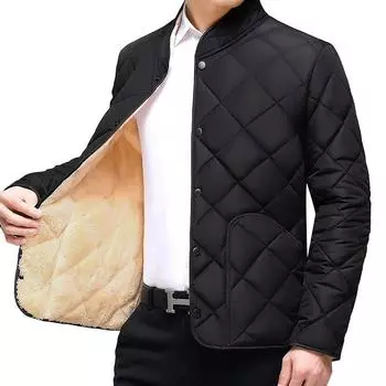 Мужское пальто зима-осень, толстое плюшевое, с подкладкой, воротником-стойкой, защитой шеи, с длинным рукавом, однотонное, мягкое, однобортное, с карманами, кардиган XXXXXL чёрный