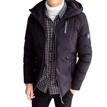 Мужское пальто зимнее корейское короткое утепленное пуховое хлопковое пальто L серый