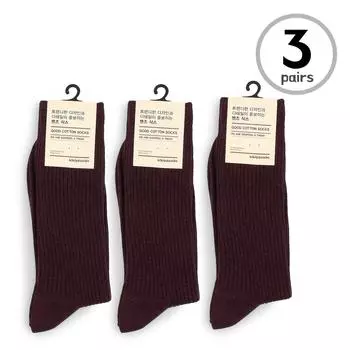 Мужское платье в рубчик Korean Socks 3Pairs (Wine) MG 26-28cm