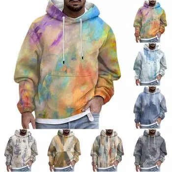 Мужское плюшевое теплое пальто с принтом, флисовый свитер, повседневное пальто, свитер с карманами, осенне-зимнее пальто L синий