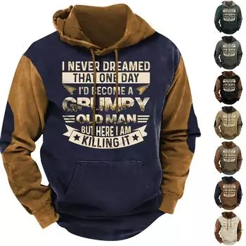 Мужское плюшевое теплое пальто с принтом, флисовый свитер, повседневное пальто, свитер с карманами, осенне-зимнее пальто L чёрный