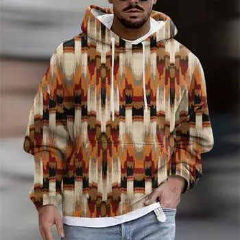 Мужское плюшевое теплое пальто с принтом, флисовый свитер, повседневное пальто, свитер с карманами, осенне-зимнее пальто M кофейный