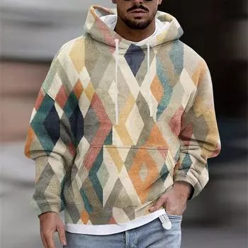 Мужское плюшевое теплое пальто с принтом, флисовый свитер, повседневное пальто, свитер с карманами, осенне-зимнее пальто M