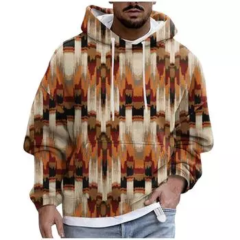 Мужское плюшевое теплое пальто с принтом, флисовый свитер, повседневное пальто, свитер с карманами, осенне-зимнее пальто L кофейный