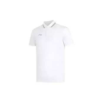 Мужское поло Li Ning с простым воротником и коротким рукавом, белое APLT077-5 M