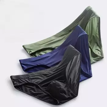 Мужское полупрозрачное сексуальное тонкое дышащее треугольное нижнее белье из ледяного шелка - Большой размер M