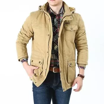 Мужское повседневное хлопковое пальто, плюс бархат, среднее и длинное хлопковое пальто, мужская модная мужская хлопковая куртка-пальто, общедоступная версия M