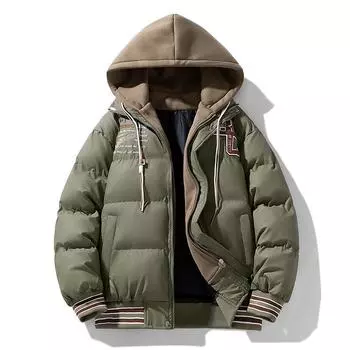 Мужское повседневное пальто из двух частей с капюшоном, в стиле «хлеб», модное хлопковое пальто в корейском стиле, мужская куртка из хлопка, хлопковая куртка, хлопковое пальто M