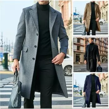 Мужское повседневное толстое шерстяное пальто M