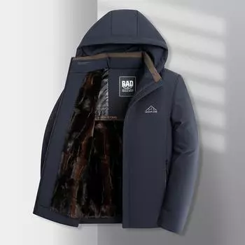 Мужское повседневное ветрозащитное пальто Деловая парка зимнее водонепроницаемое теплое повседневное пальто L чёрный