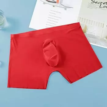 Мужское прозрачное нижнее белье из ледяного шелка, сексуальные летние ультратонкие мужские шорты-боксеры, цельные бесшовные L