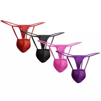 Мужское прозрачное Т-образное нижнее белье из тонкой сетки One size