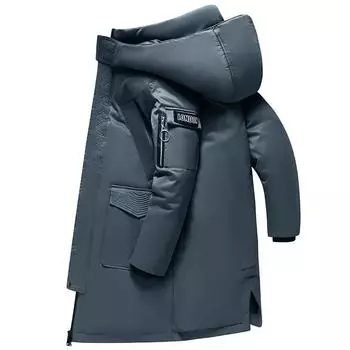 Мужское пуховое пальто с капюшоном, зимняя толстая теплая пуховая куртка, длинное пальто выше колена, можно носить на севере M