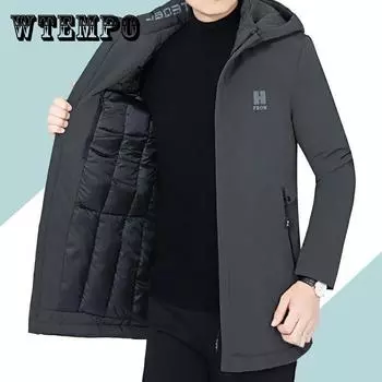 Мужское пуховое пальто с капюшоном, зимняя толстая куртка с хлопковой подкладкой, тонкое пальто, теплая куртка 4XL чёрный