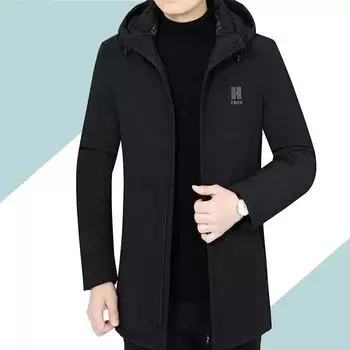 Мужское пуховое пальто с капюшоном, зимняя толстая куртка с хлопковой подкладкой, тонкое пальто, теплая куртка M чёрный