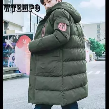 Мужское пуховое пальто зимняя толстая теплая куртка M нарукавная куртка парки для молодежи 3XL темно-зеленого