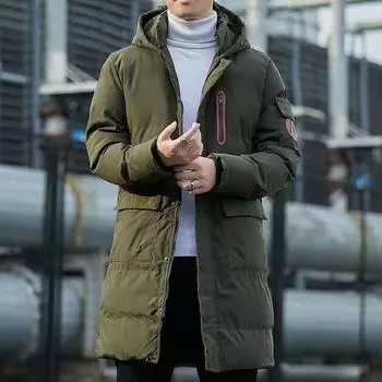 Мужское пуховое пальто зимняя толстая теплая куртка M нарукавная куртка парки для молодежи M темно-зеленого