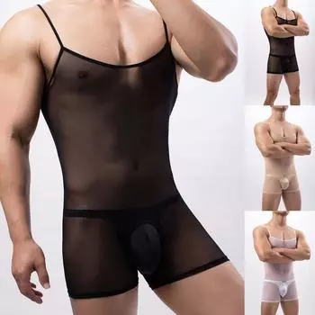 Мужское сетчатое нижнее белье, сексуальное и забавное висячее боди с тонким сетчатым ремнем, прозрачное нижнее белье L