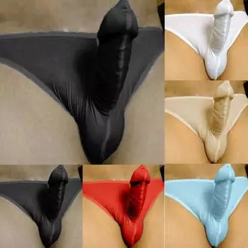 Мужское сексуальное короткое нижнее белье из ледяного шелка, однотонное нижнее белье с полным покрытием, стринги, пижамы One Size