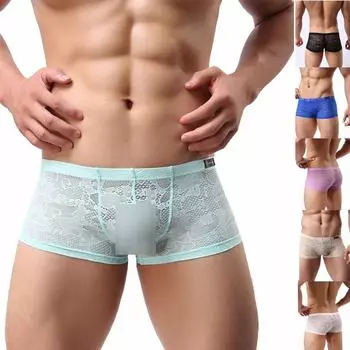 Мужское сексуальное кружевное нижнее белье, боксеры, шорты, нижнее белье, брюки M