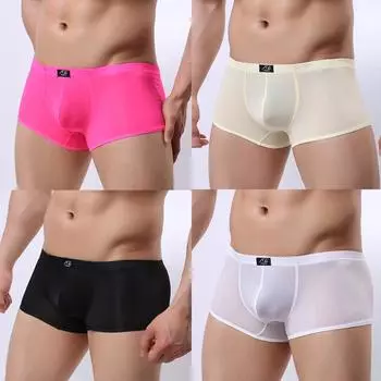 Мужское сексуальное нижнее белье, цветные шорты с выпуклым мешком, трусы L чёрный