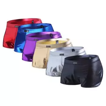 Мужское сексуальное нижнее белье из искусственной кожи, лаковые штаны, сексуальные трусы L