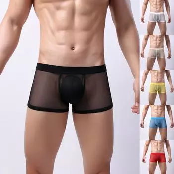 Мужское сексуальное нижнее белье из дышащей сетки, нижнее белье со средней талией для мужчин, спорт для отдыха L