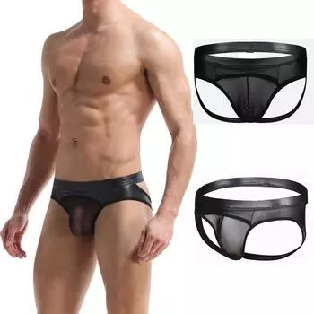 Мужское сексуальное нижнее белье из искусственной кожи с лаковым дибутиловым ремешком, сексуальные трусы L