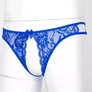 Мужское сексуальное нижнее белье Мужские цветочные кружева с вырезом Т-образные трусы с вырезом трусы-стринги с вырезом пижамы пижамы One Size