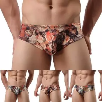 Мужское сексуальное нижнее белье, нейлоновые шорты с принтом, трусы XL синий