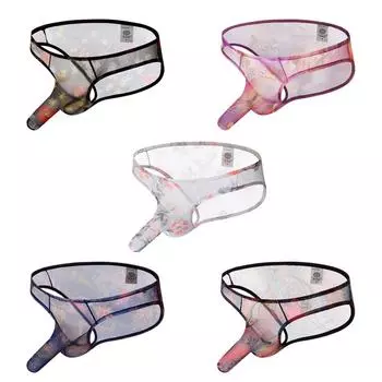 Мужское сексуальное нижнее белье, прозрачные шорты, трусы с принтом губ M