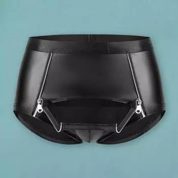 Мужское сексуальное нижнее белье с двойной молнией, эластичные шорты со средней посадкой, шорты с выпуклым мешочком, гладкие матовые облегающие клубные трусы, нижнее белье 3XL