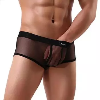 Мужское сексуальное нижнее белье, шорты с буквенным принтом, трусы с выпуклым мешочком M