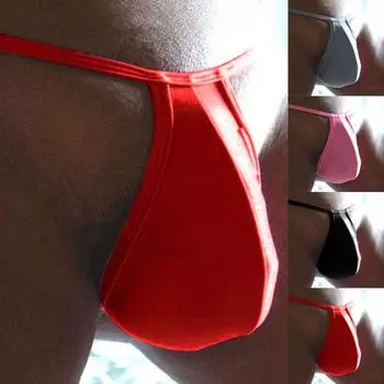 Мужское сексуальное нижнее белье, стринги с Т-образной спинкой, трусы-стринги с выпуклым чехлом, трусы One size