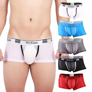 Мужское сексуальное нижнее белье, удобные впитывающие пот ледяные шелковые крутые трусы-боксеры XL красный