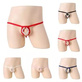 Мужское сексуальное прозрачное кружевное нижнее белье с Т-образной спинкой и трусами без вырезов