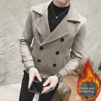 Мужское шерстяное короткое пальто в корейском стиле 2022 года в клетку — модное и красивое на осень/зиму XL 120-130 jin