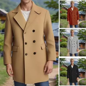 Мужское шерстяное пальто большого размера M