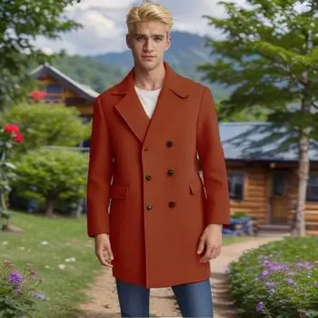 Мужское шерстяное пальто большого размера M