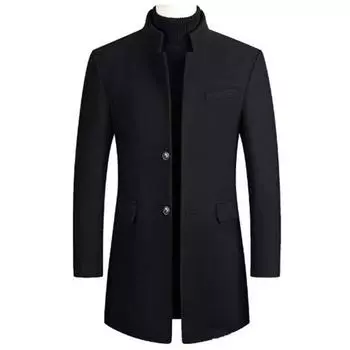 Мужское шерстяное пальто на весну и осень, ветровка средней и длинной длины, пальто больших размеров, однобортное, модная повседневная мужская одежда M вино красного