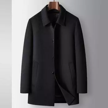 Мужское шерстяное пальто осень-зима с лацканами для руководителей среднего возраста, высокое качество, деловое, разгрузочное, с подкладкой из кроличьей шерсти, плотное пальто 170