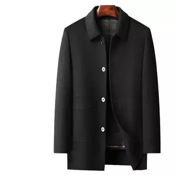 Мужское шерстяное пальто осень-зима средней и длинной длины с отворотами, с пуховой подкладкой, деловая двусторонняя нейлоновая куртка 170 верблюд