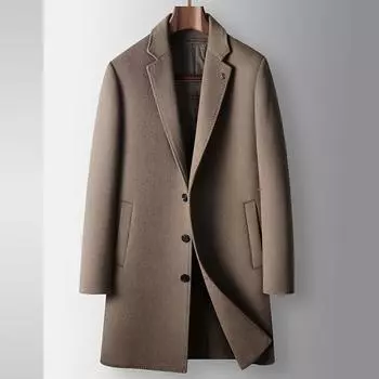 Мужское шерстяное пальто осень-зима средней и длинной длины для молодежи, деловой, с подкладкой из белого гусиного пуха, двухстороннее шерстяное теплое пальто Tide 170