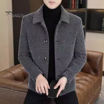 Мужское шерстяное пальто с лацканами, длинный рукав, однобортное пальто, куртка, однотонный цвет, дизайн пуговиц, стандартный крой, зимняя верхняя одежда L серый