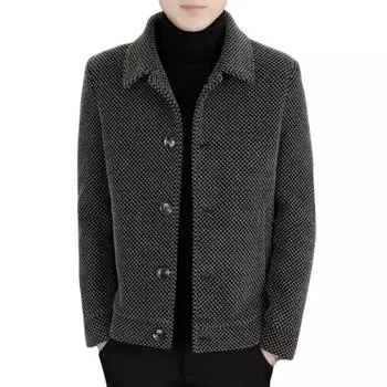 Мужское шерстяное пальто с лацканами и длинным рукавом, однобортное пальто, куртка, однотонный цвет M серый